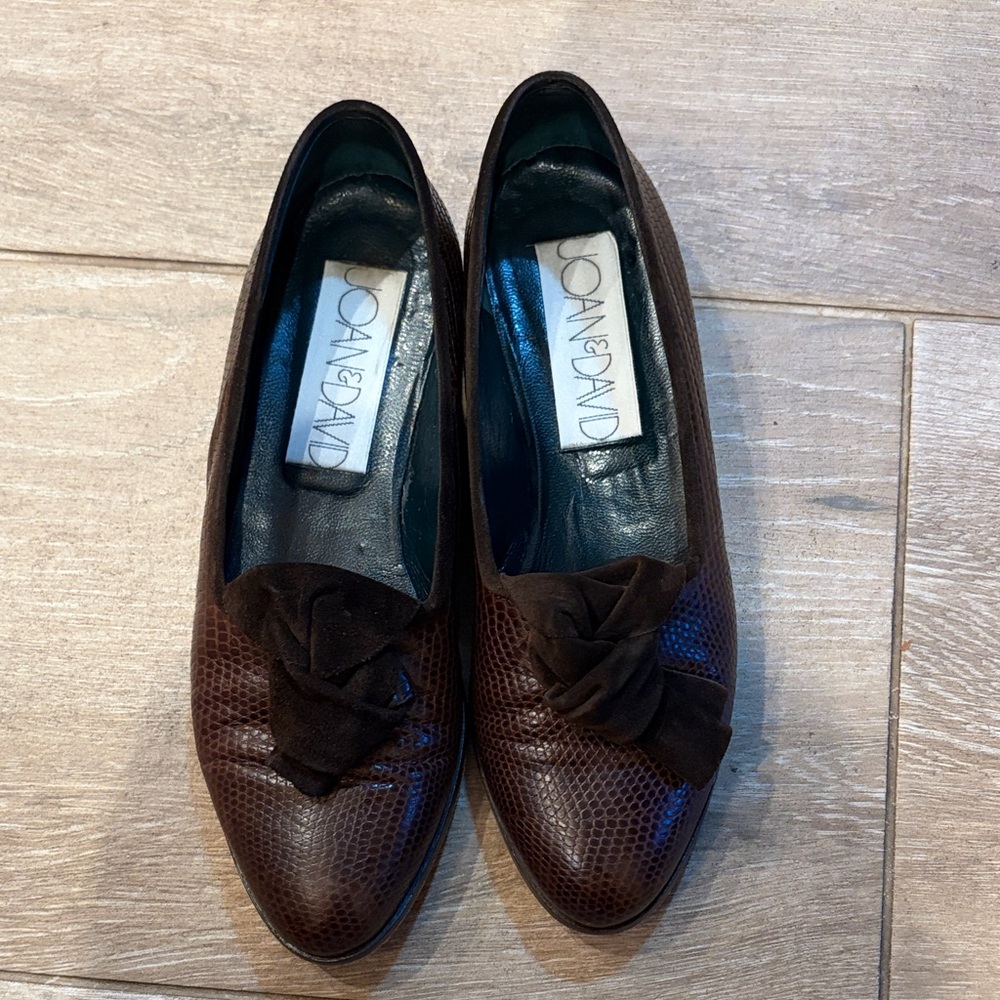Joan & David Textured Chocolate Brown Women's Flats